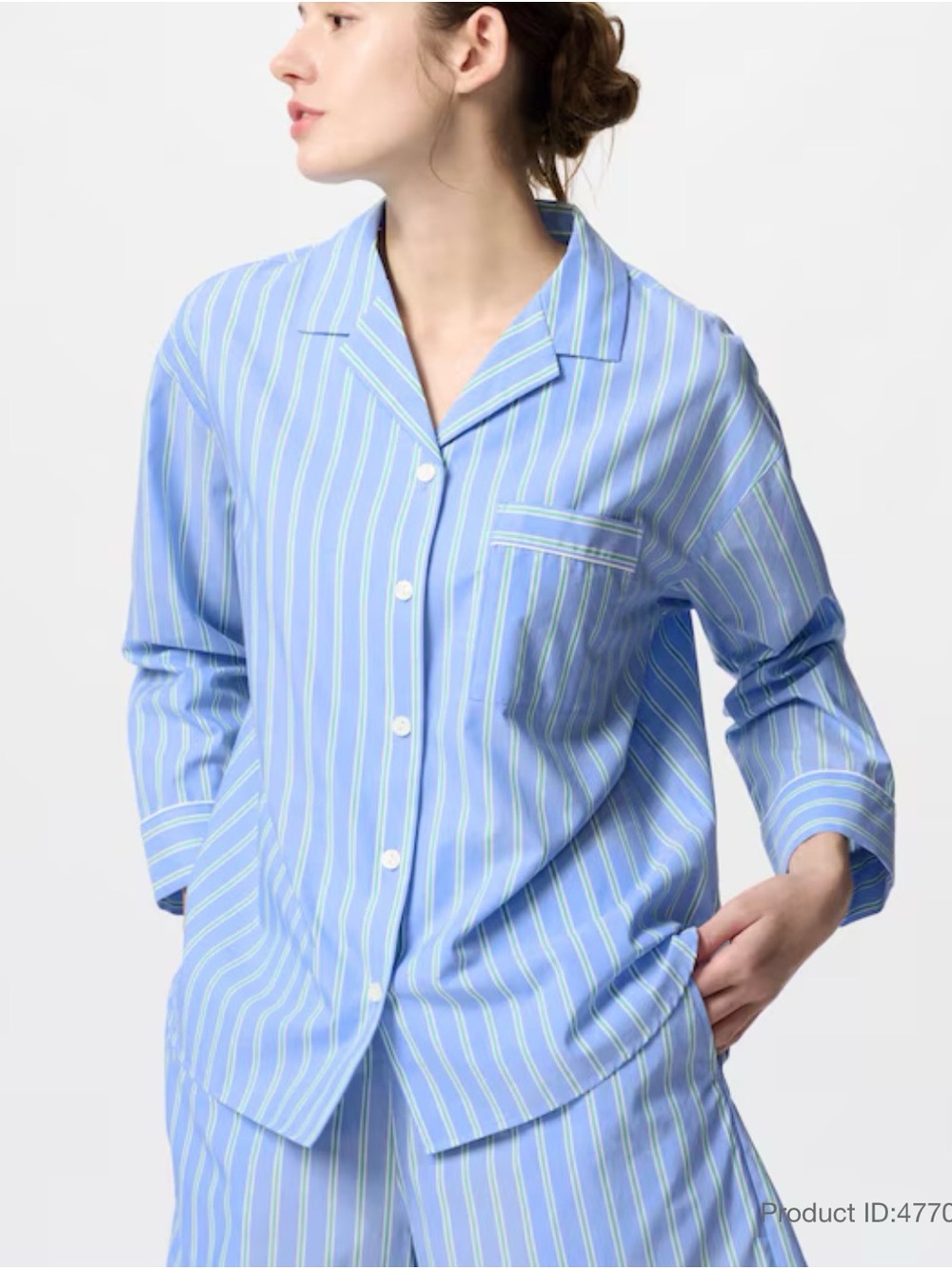 Uniqlo Blue and White Striped Women's Pajama Set